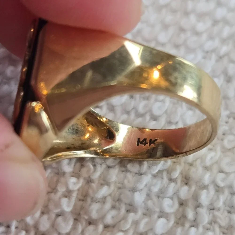 Vintage 14k Gold and Black Initial 